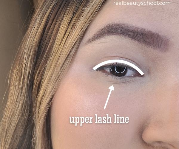 Upper lash line, eyeliner line, eye makeup parts