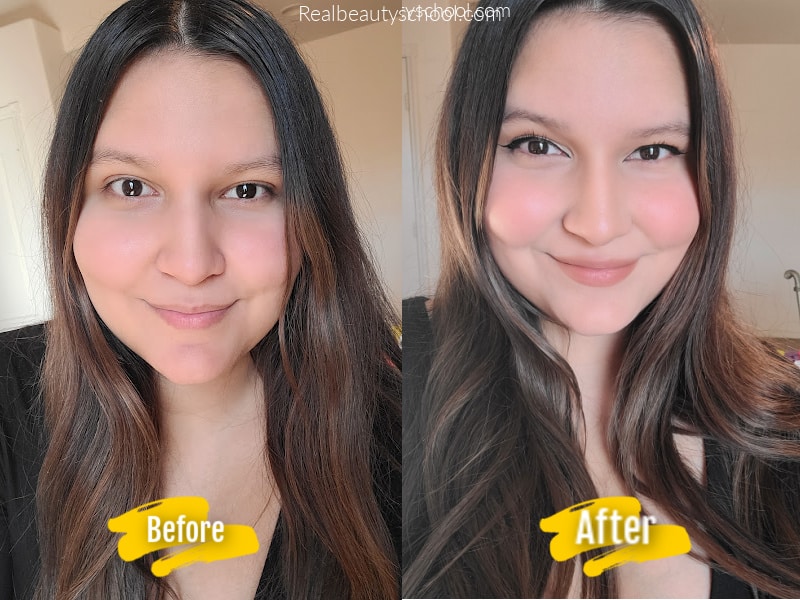 before and after minimal makeup without foundation