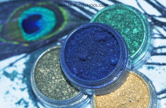 blue, green and golden loose eyeshadows