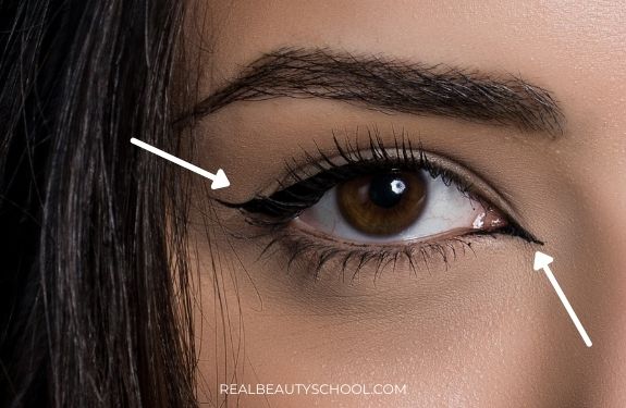 woman with round eyes wearing eyeliner