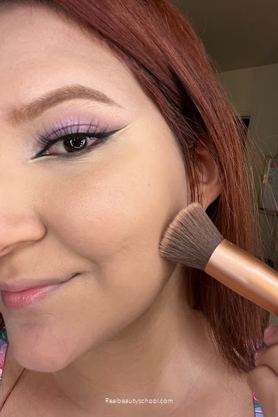 how to apply powder foundation with a brush