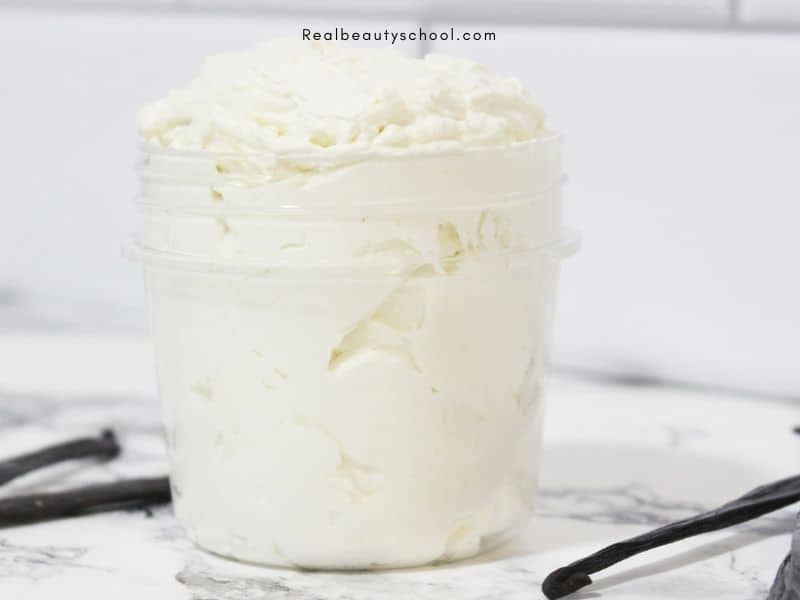 whipped vanilla shea body butter in a container