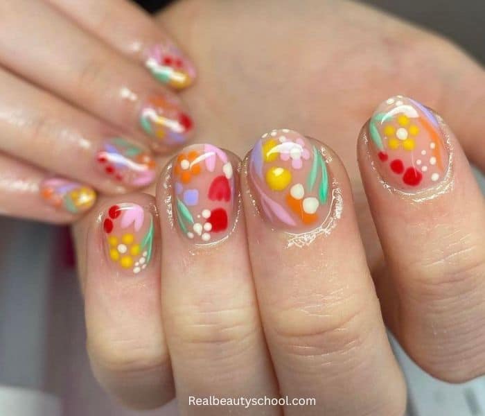 abstract floral summer nails