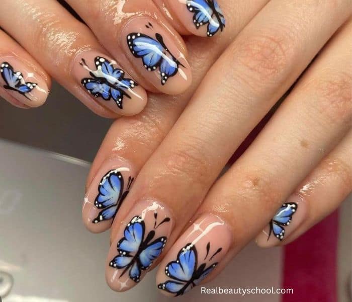 blue butterflies nails