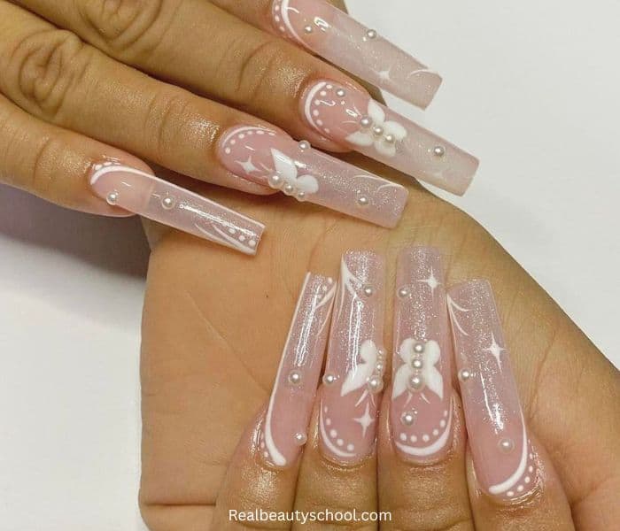 Dreamy butterflies white nails