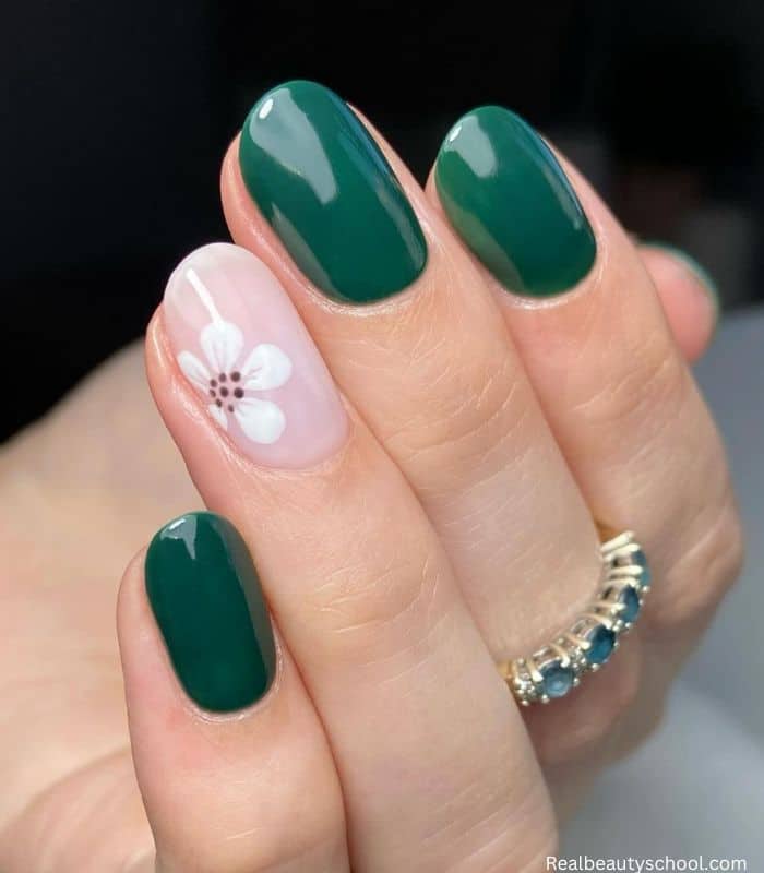 Green with a touch of flower nails