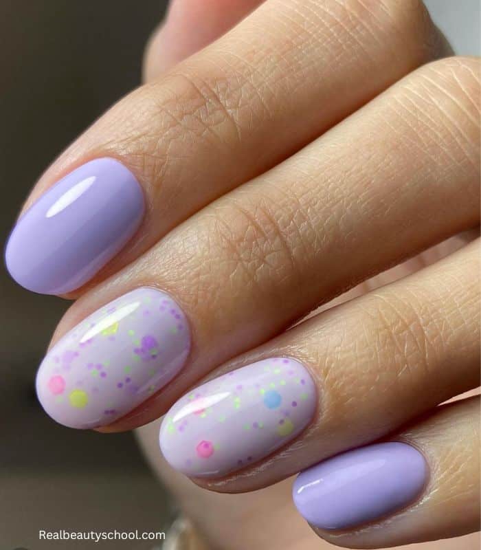 lilac confetti nails