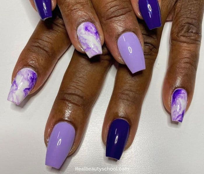 Purple marble nails