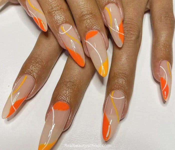 Orange nails idea for spring and summer