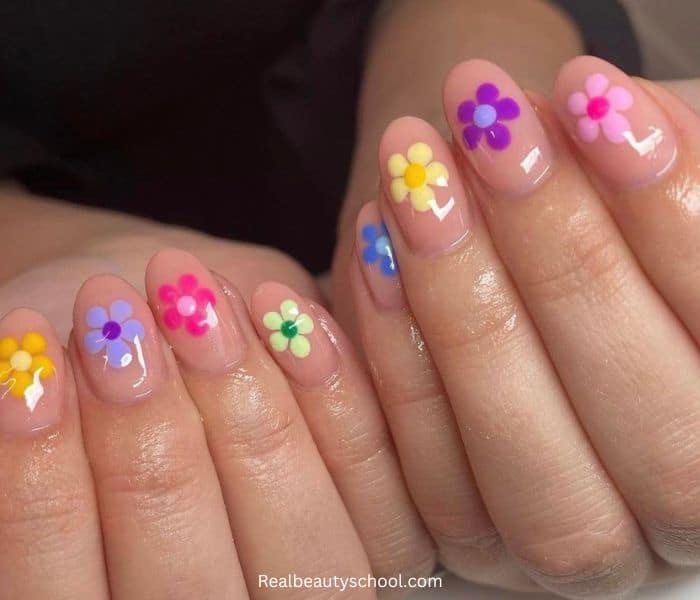 colorful floral nails