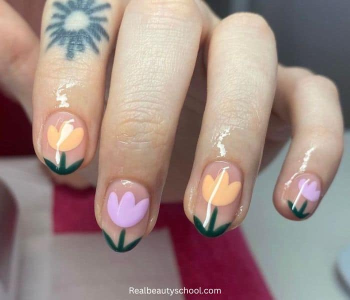 Tulips in pastel colors 