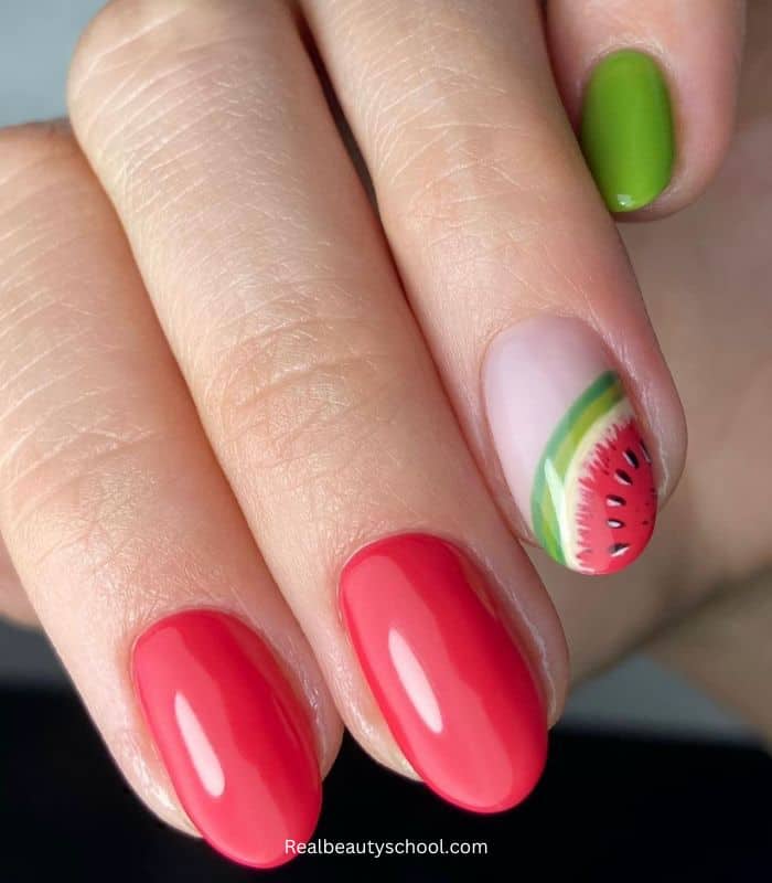 Fresh Watermelon Spring and Summer Nails