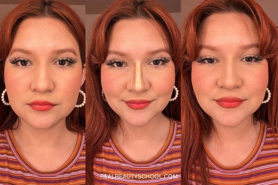 How to contour a wide nose before and after 