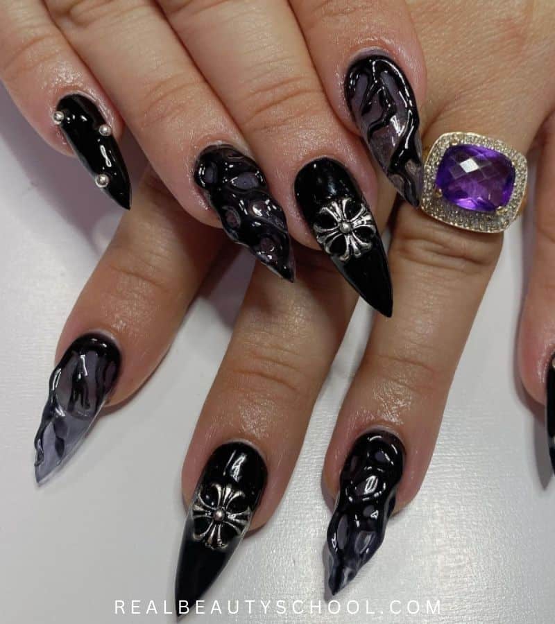 Spooky dark Halloween nails