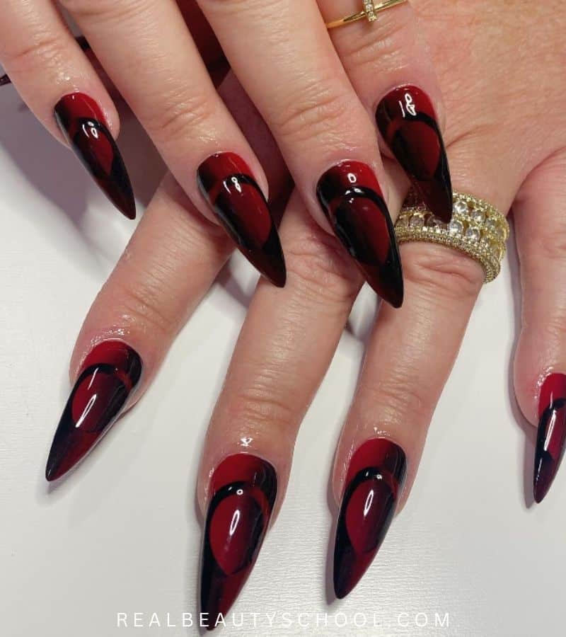 Long bloody red and black Halloween nails