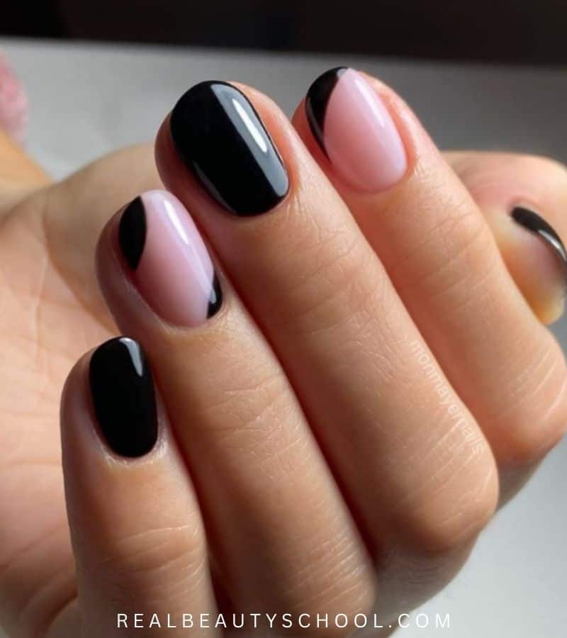black halloween nails short 