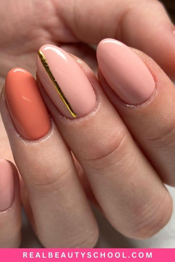 Fall Short Nails Designs peach
