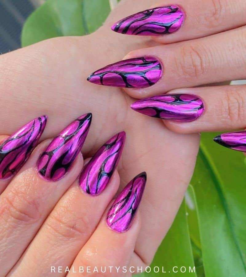Metallic purple hallowen acrylic nails