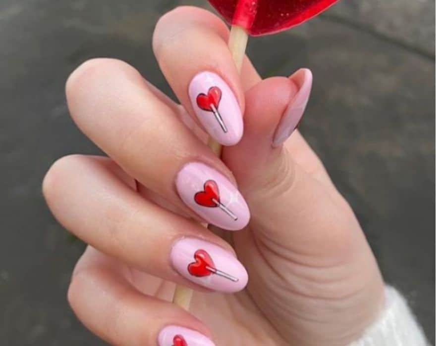 lollipop valentines day nails