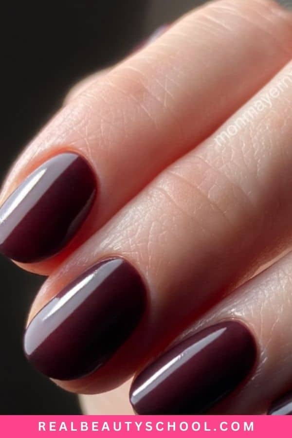 Fall short nails designs burgundy