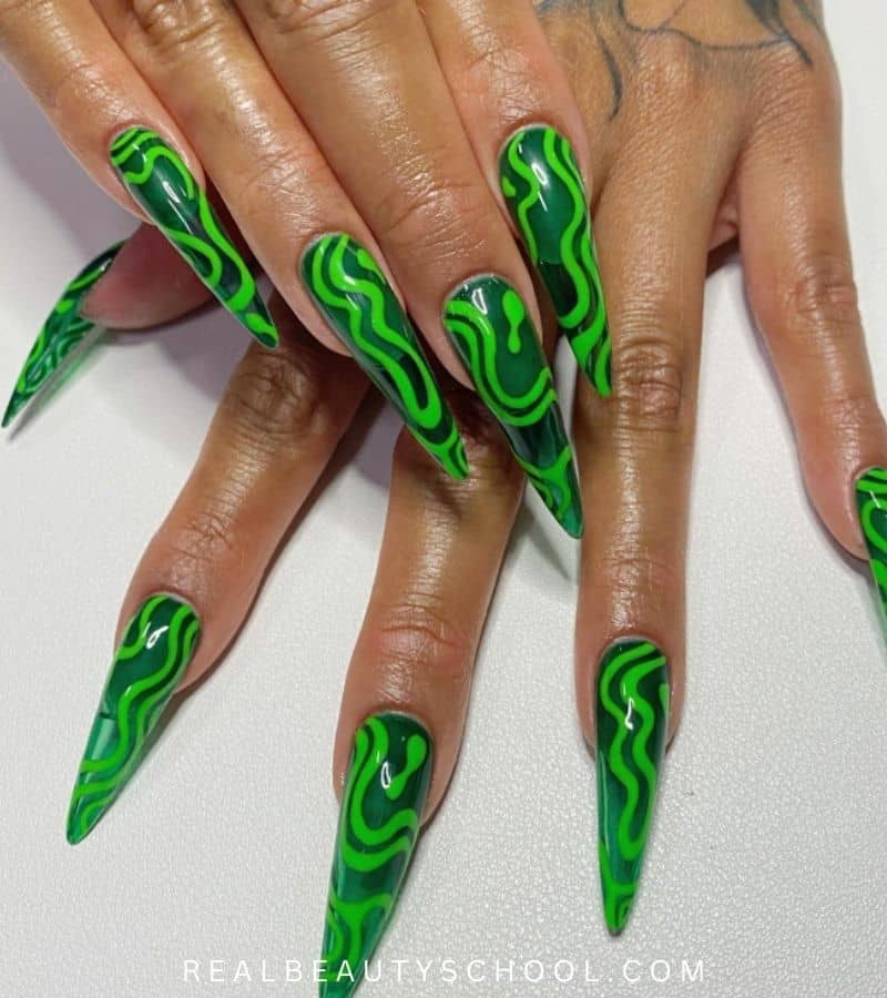 Long green Halloween Nails