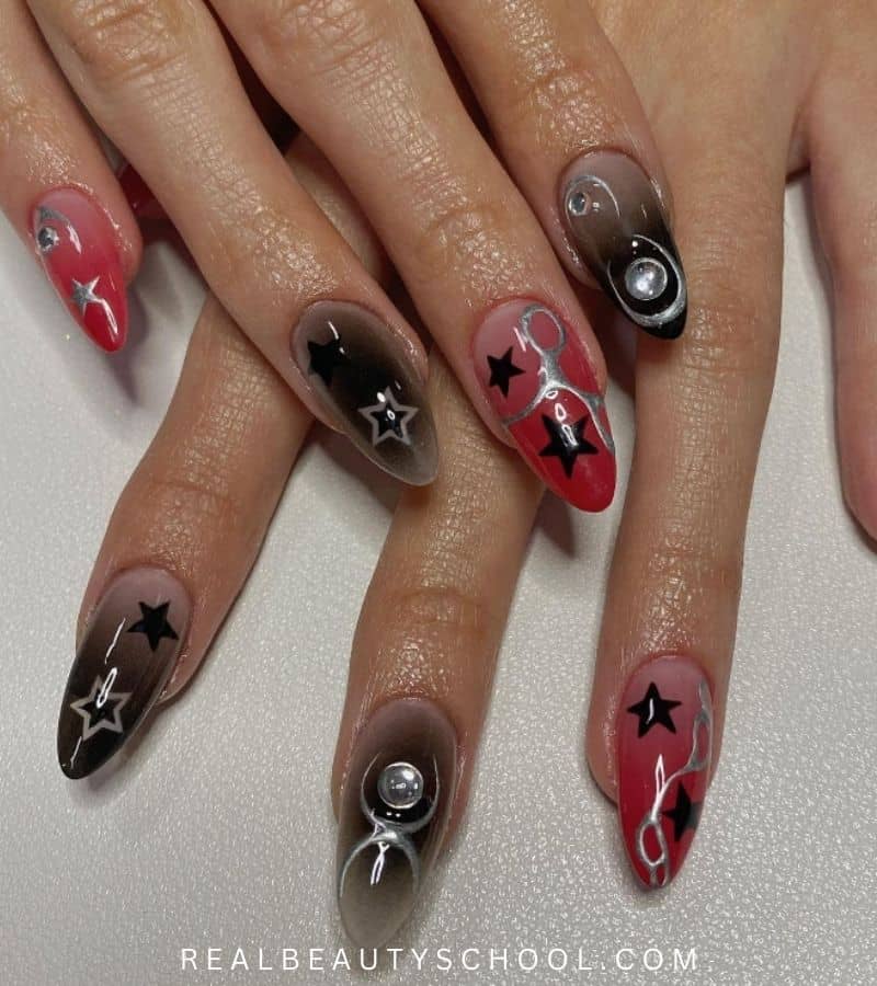 Black and red Halloween nails