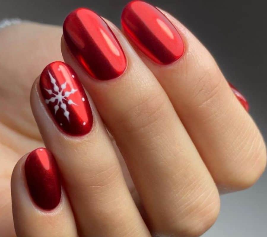 metallic red gel nails