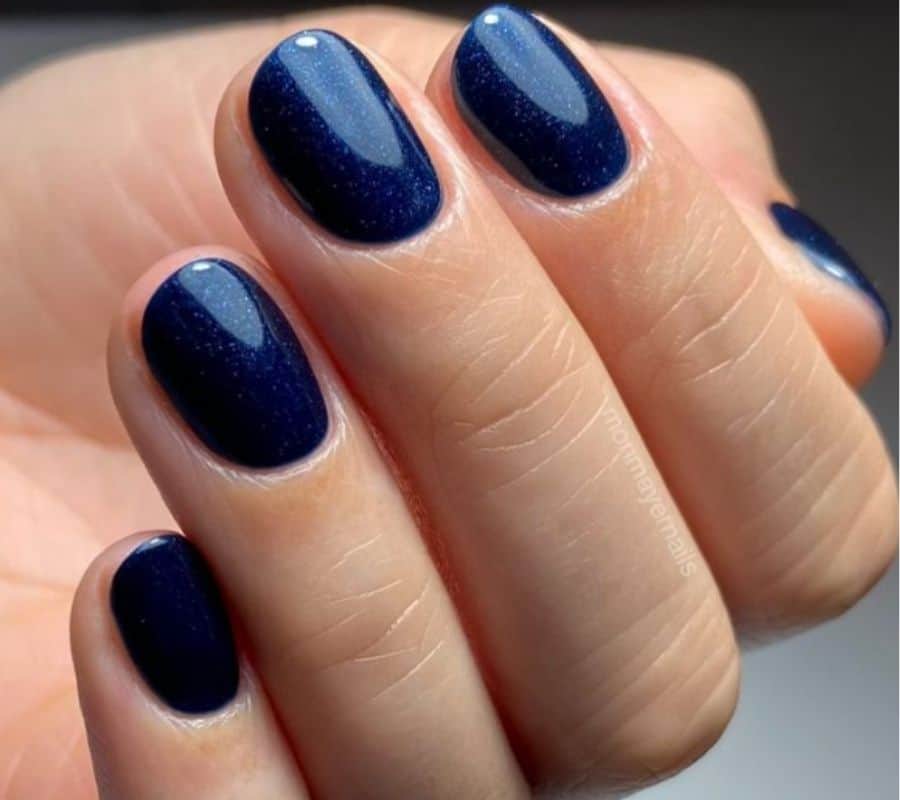 Deep Blue Holiday Brilliance Short gel nails