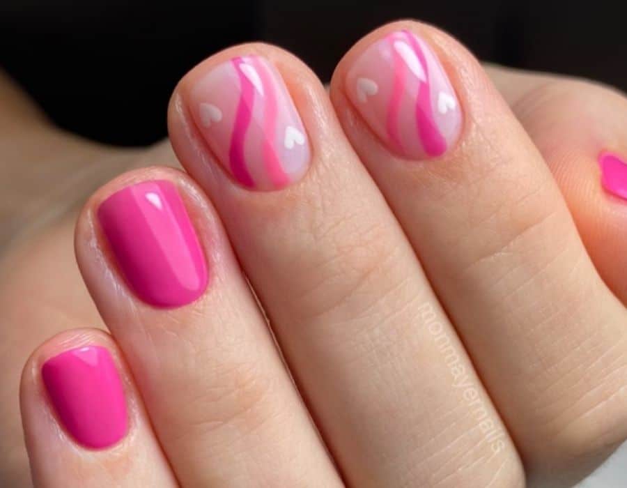 Valentine's Day Nail Idea #53: Lace Heart Veil Accents