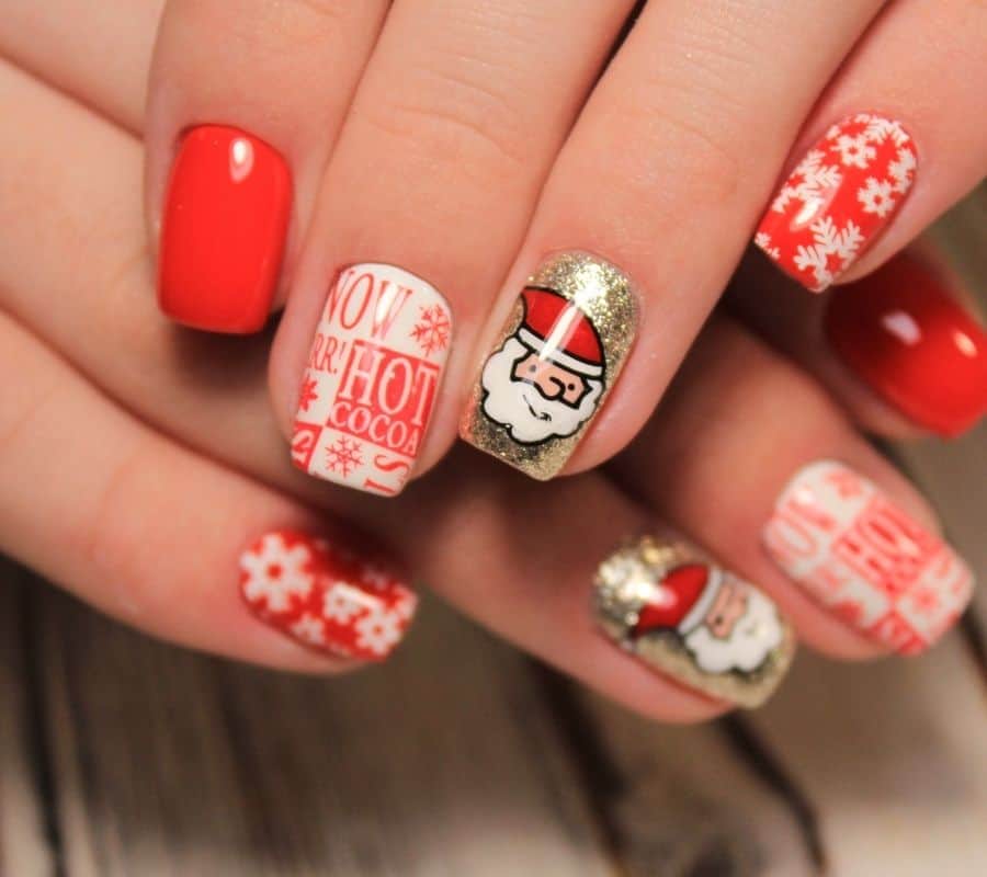 Santa claus Christmas nails