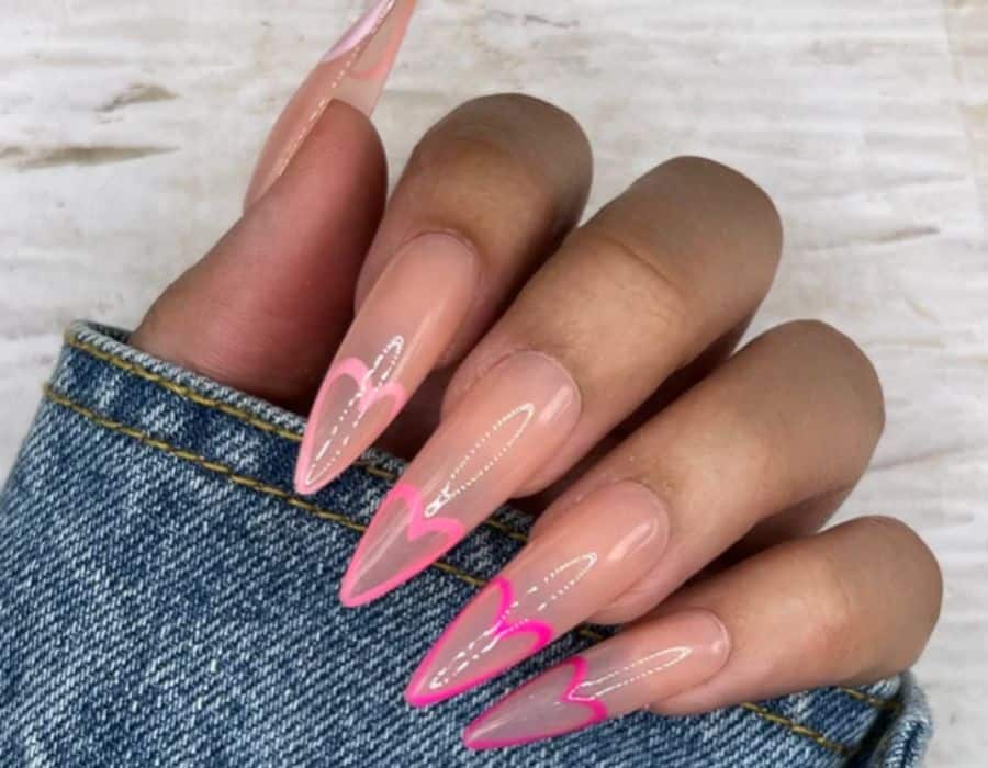 long heart shape french nails 