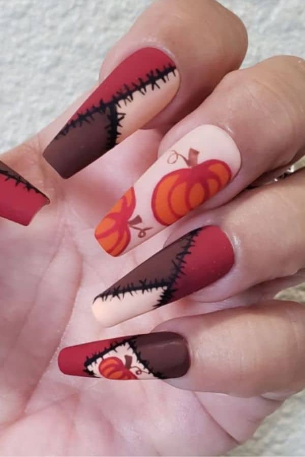  Thanksgiving Long nails with the essence of fall