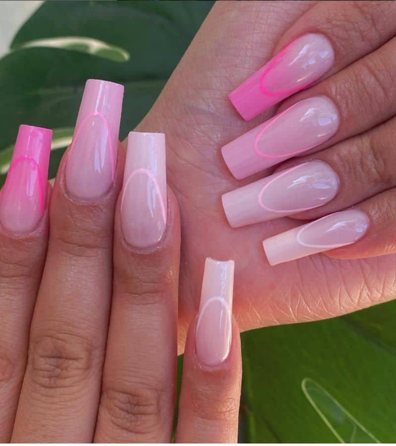 cute pink long nails design 