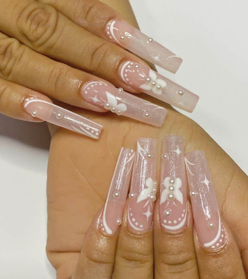 Long, Cute, and Coquette in square nails