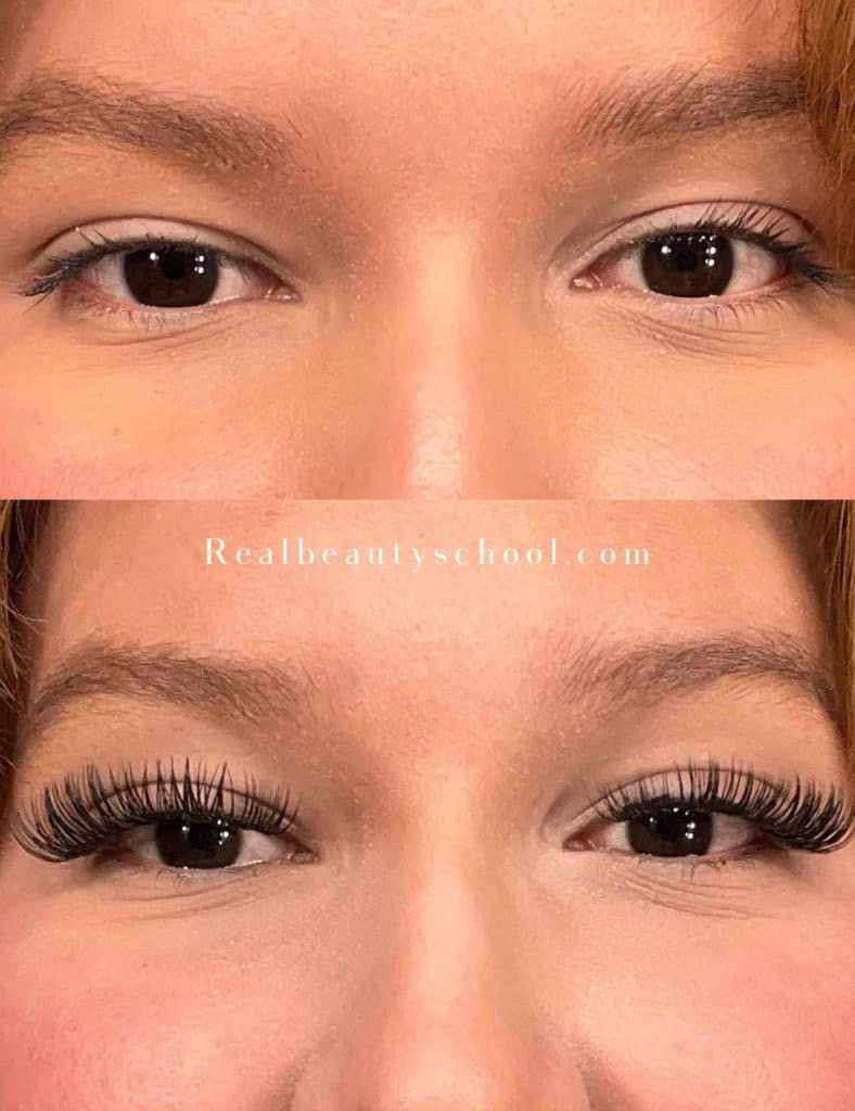 lash extensions at home before and after