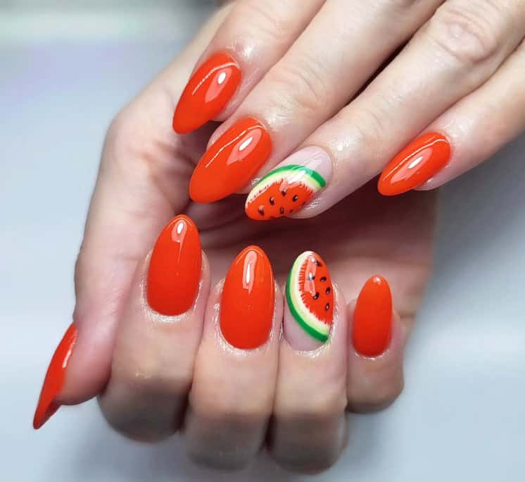 Orangy Watermelon Nails