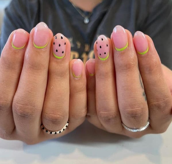 Simple but Cute watermelon Nails