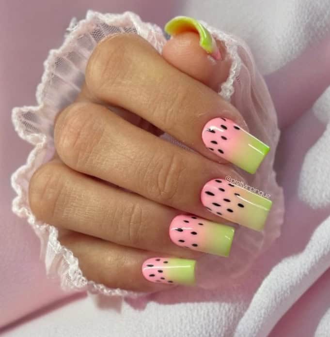 girly watermelon nail design