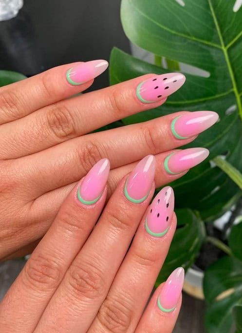 Summer ready watermelon pink nails