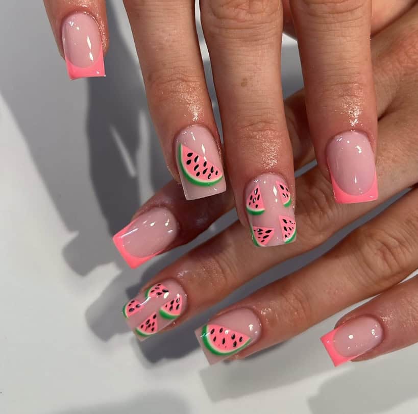 Bright Neon Watermelon Nails