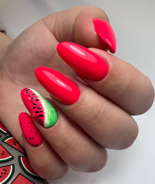 Red Watermelon nails