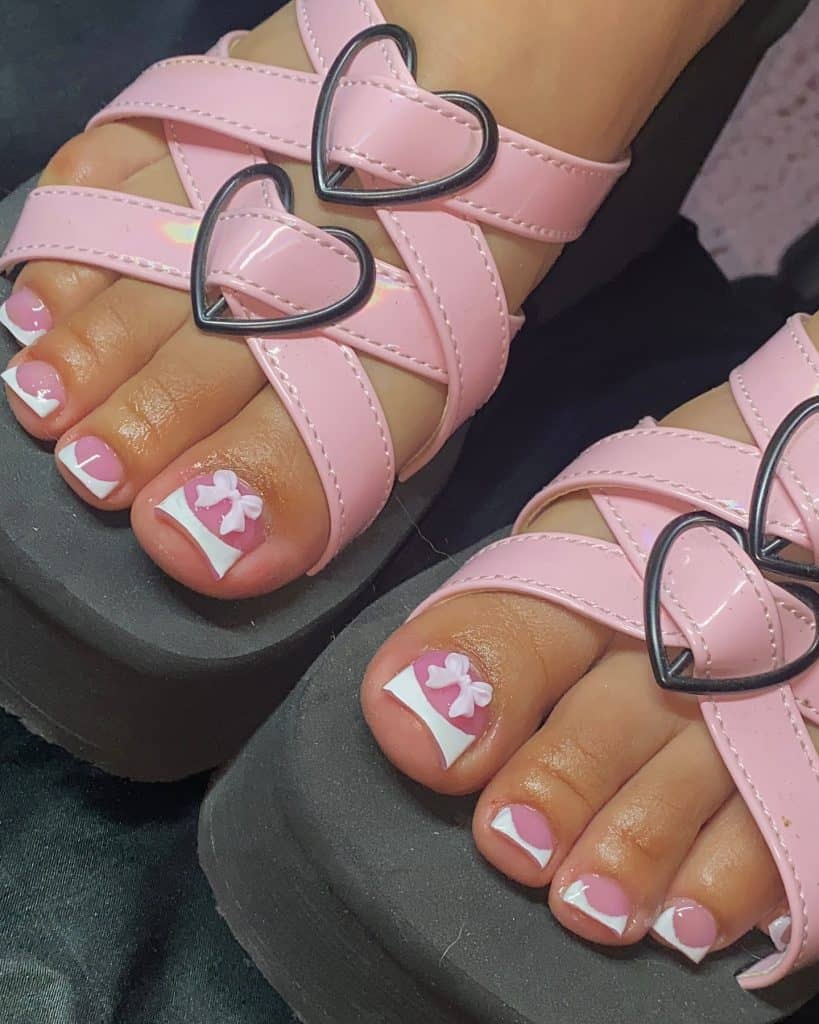 bow french toe nails 