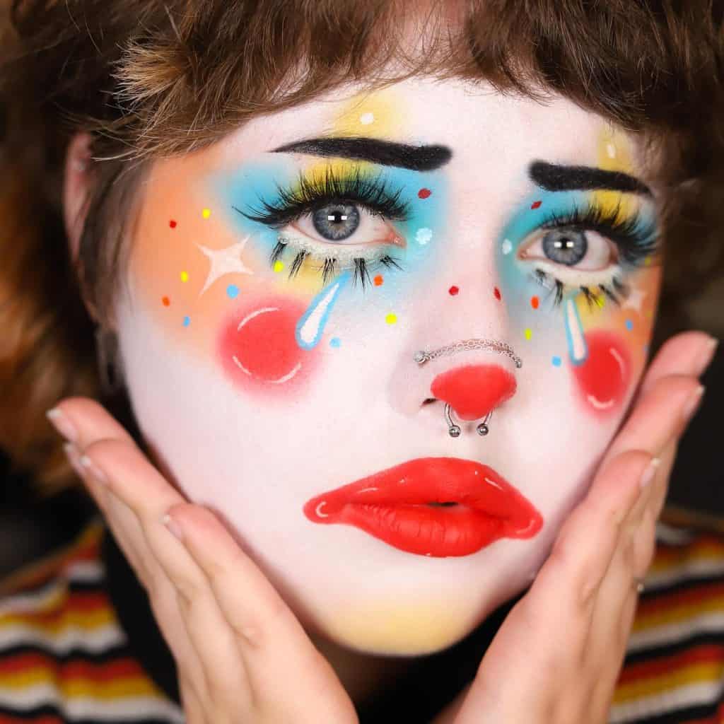 colorful sad clown makeup 