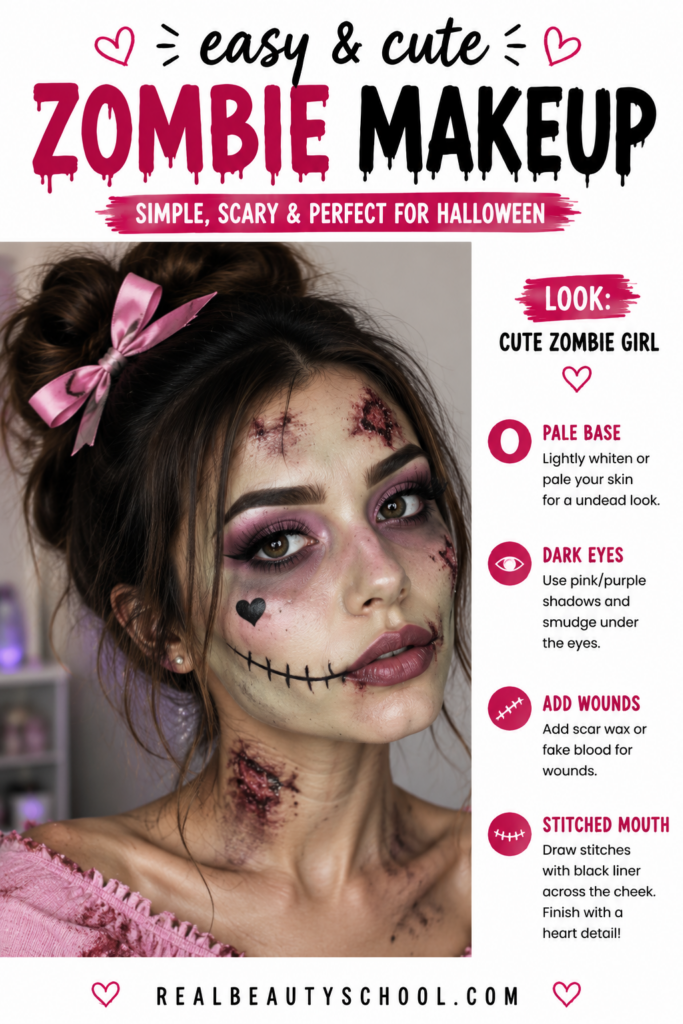 cute zombie makeup idea and tutorial